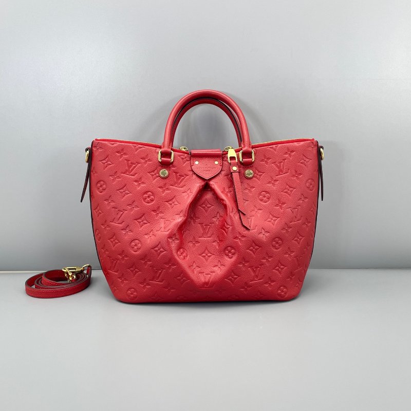 路易威登/Louis Vuitton 餃子包紅色全皮壓花手提包-6