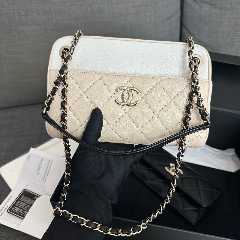 近新品 香奈兒/Chanel三拼色子母相機包菱格紋鏈條包-1