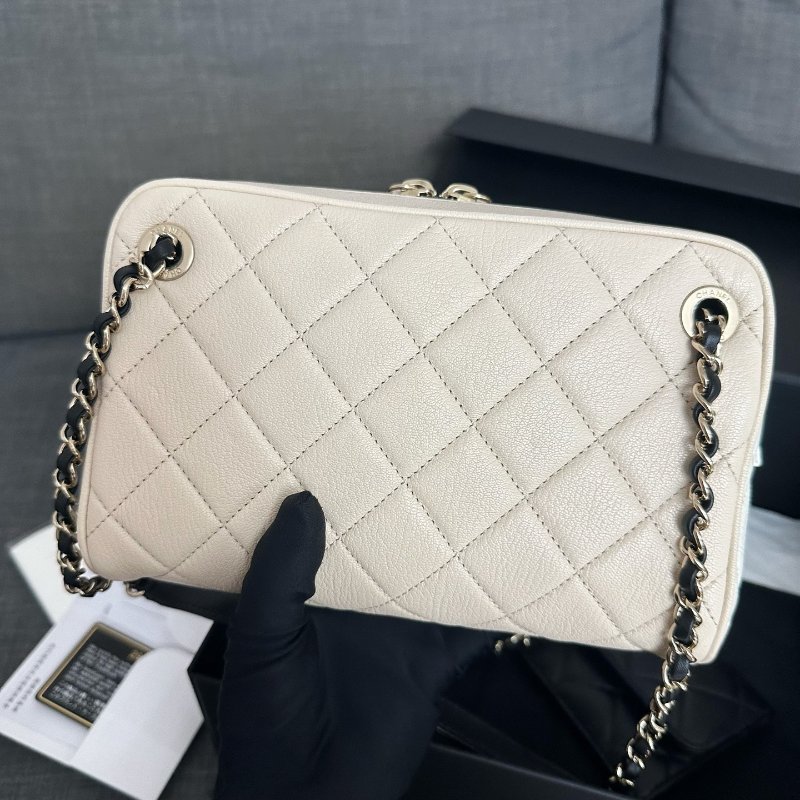 近新品 香奈兒/Chanel三拼色子母相機包菱格紋鏈條包-6