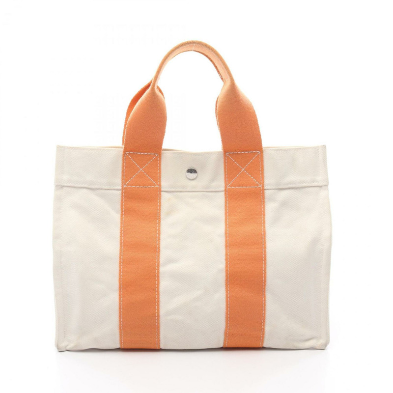 愛馬仕 Hermès Bora PM 手提包,帆布手提包,女士款,象牙色和橙色-0