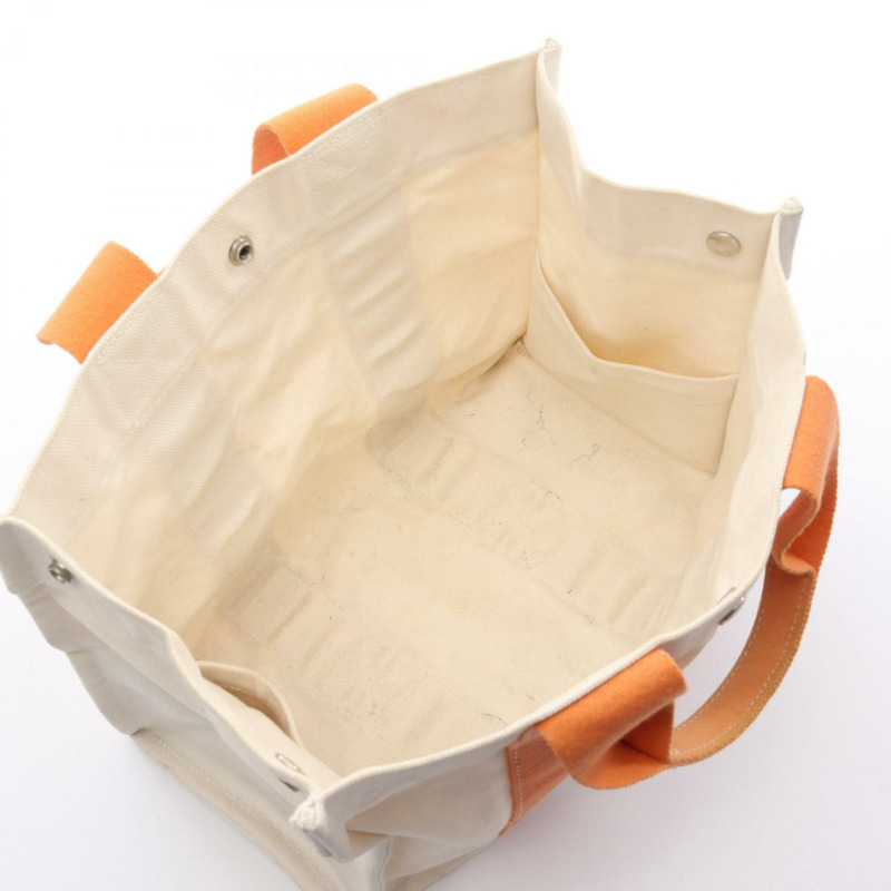 愛馬仕 Hermès Bora PM 手提包,帆布手提包,女士款,象牙色和橙色-2