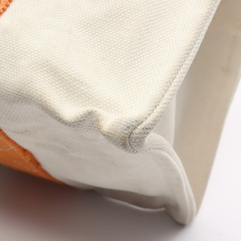 愛馬仕 Hermès Bora PM 手提包,帆布手提包,女士款,象牙色和橙色-6