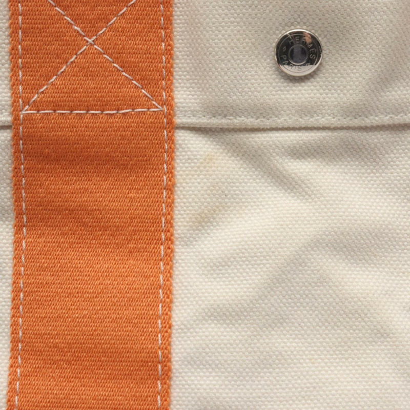 愛馬仕 Hermès Bora PM 手提包,帆布手提包,女士款,象牙色和橙色-8