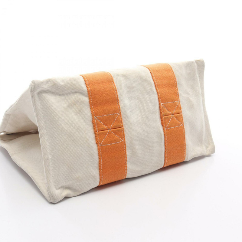 愛馬仕 Hermès Bora PM 手提包,帆布手提包,女士款,象牙色和橙色-9