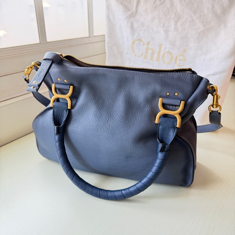 [極新] Chloé Marcie 經典中號牛仔藍兩用包-1