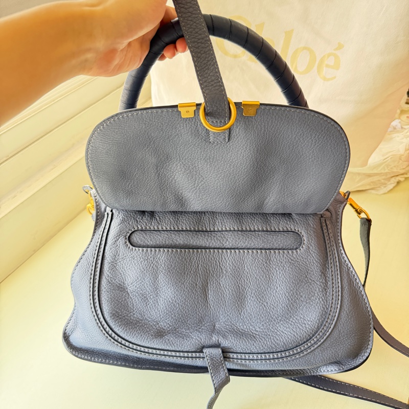 [極新] Chloé Marcie 經典中號牛仔藍兩用包-2