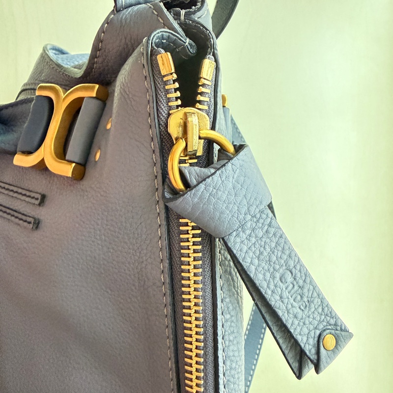 [極新] Chloé Marcie 經典中號牛仔藍兩用包-8