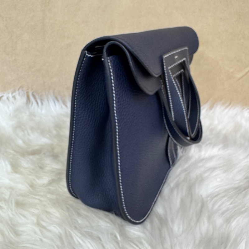 Hermes Halzan31 2Z午夜藍TC皮銀釦 近全新-2