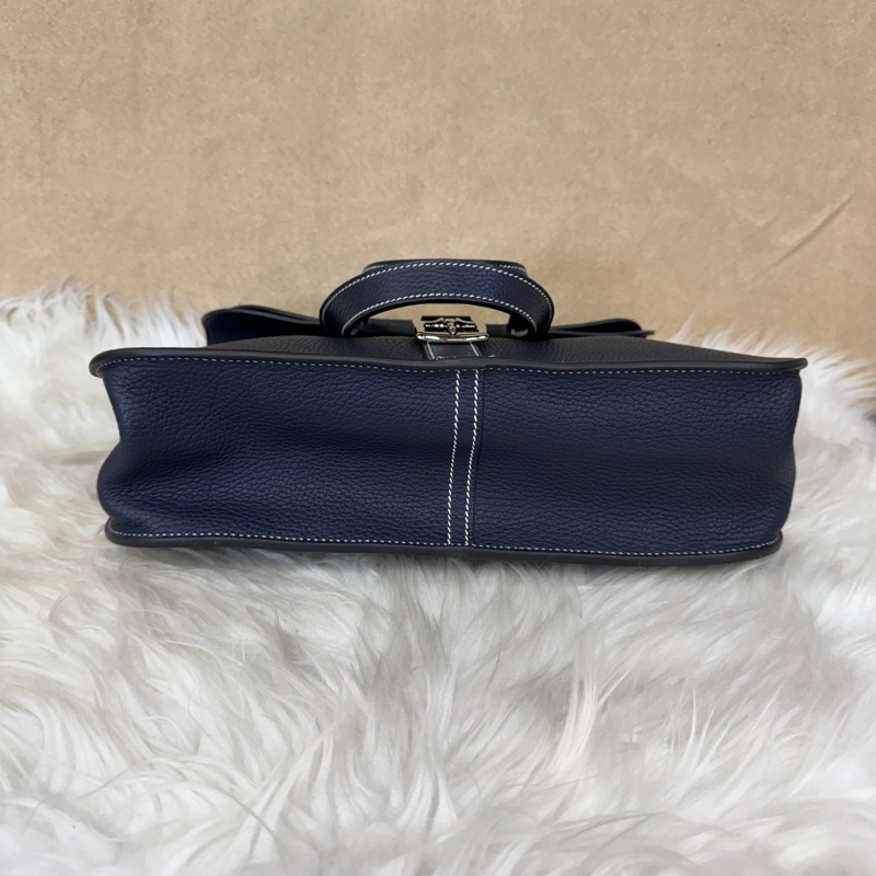 Hermes Halzan31 2Z午夜藍TC皮銀釦 近全新-4