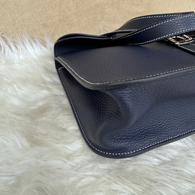 Hermes Halzan31 2Z午夜藍TC皮銀釦 近全新-5