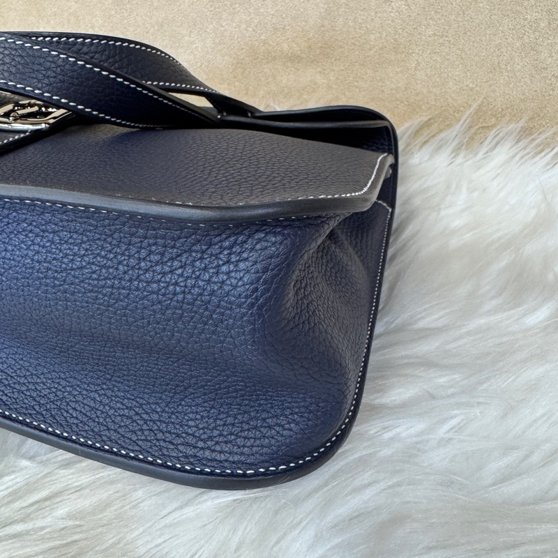 Hermes Halzan31 2Z午夜藍TC皮銀釦 近全新-6