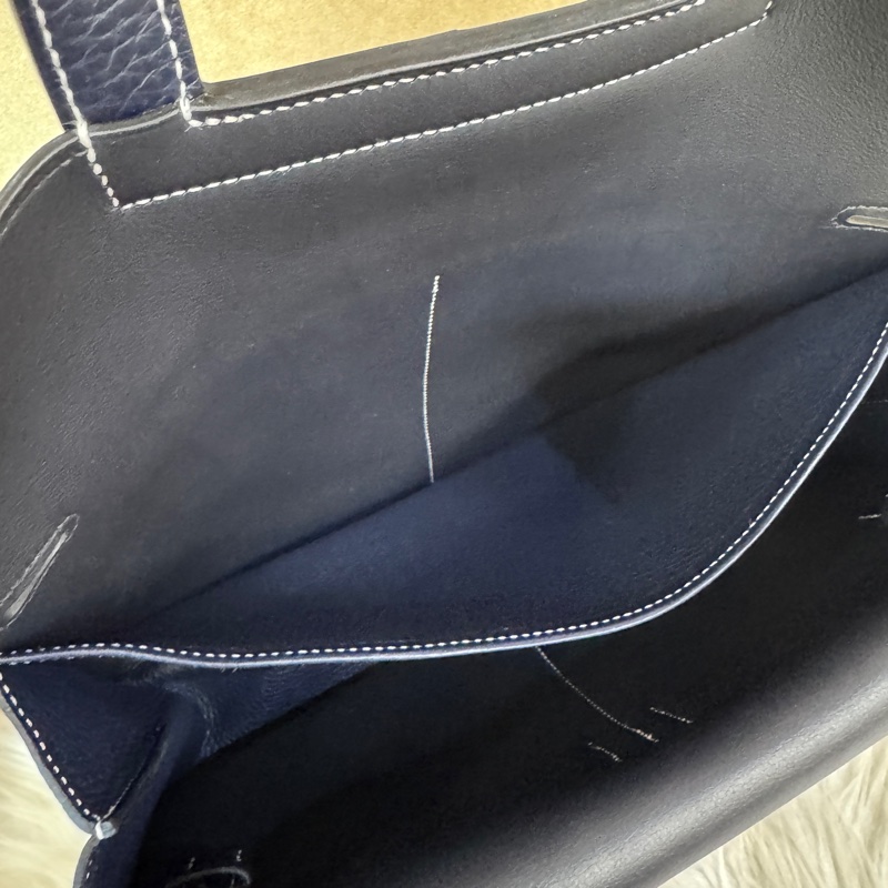 Hermes Halzan31 2Z午夜藍TC皮銀釦 近全新-9