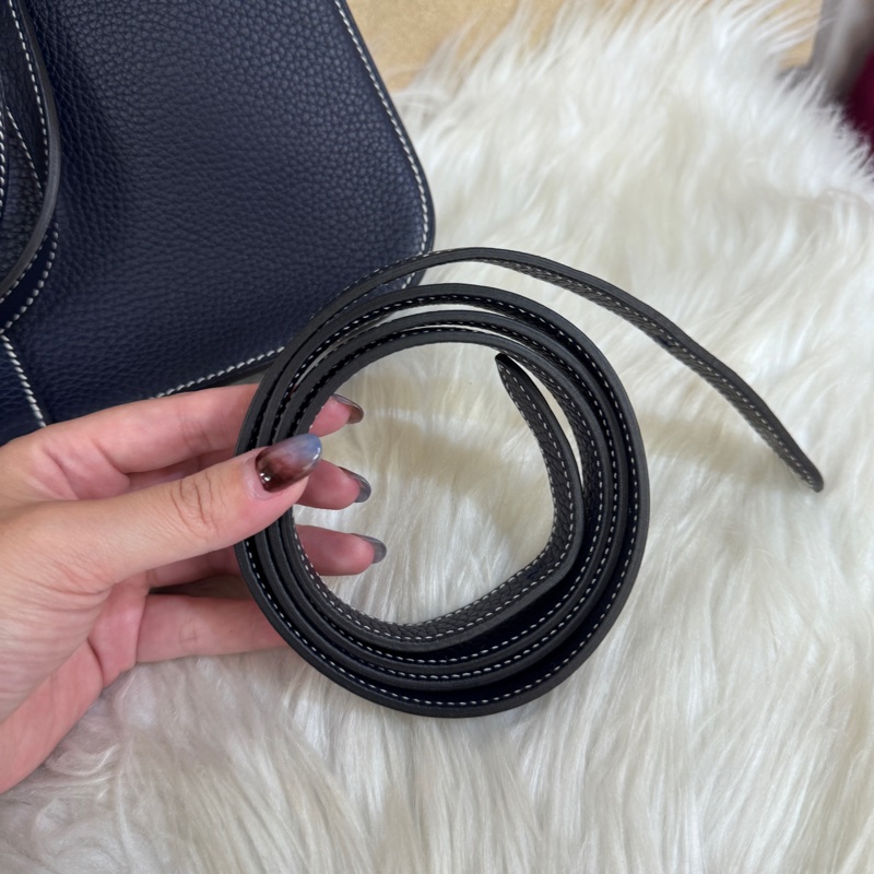Hermes Halzan31 2Z午夜藍TC皮銀釦 近全新-10