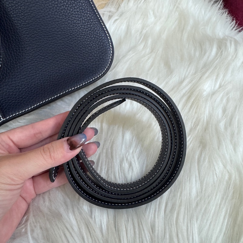 Hermes Halzan31 2Z午夜藍TC皮銀釦 近全新-11