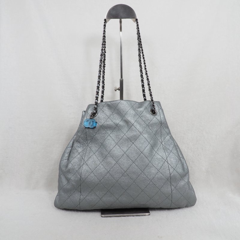 Chanel 16C Silver Chain Shoulder Bag 香奈兒銀灰色鏈條單肩包托特包-0