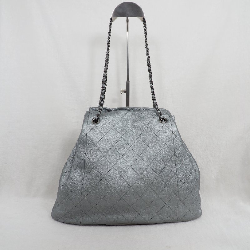 Chanel 16C Silver Chain Shoulder Bag 香奈兒銀灰色鏈條單肩包托特包-1