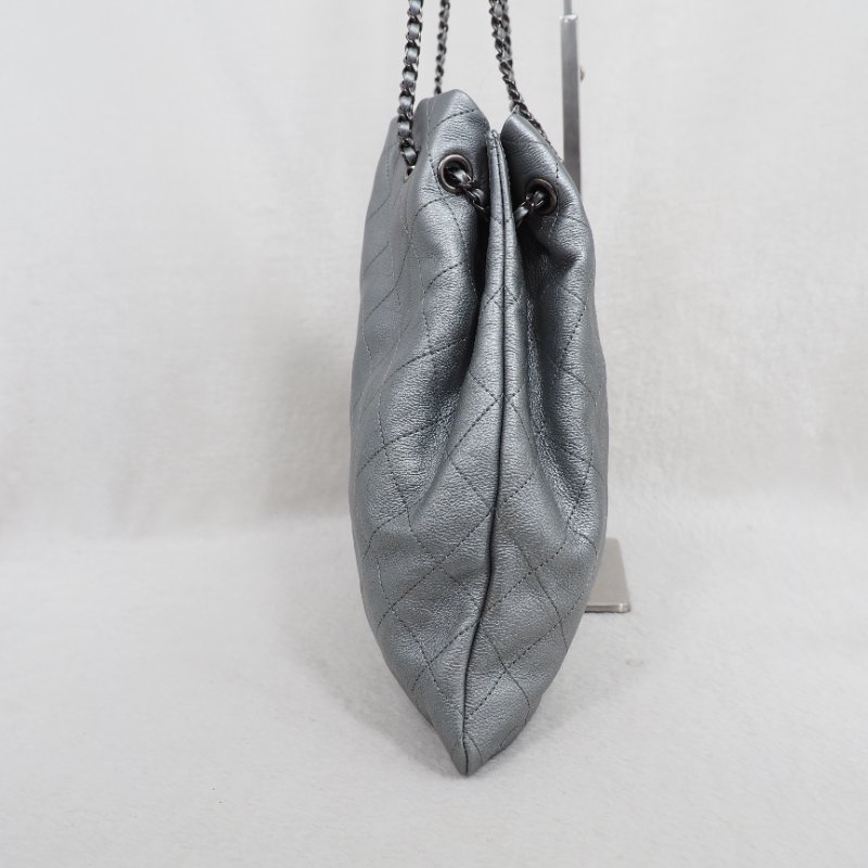 Chanel 16C Silver Chain Shoulder Bag 香奈兒銀灰色鏈條單肩包托特包-7
