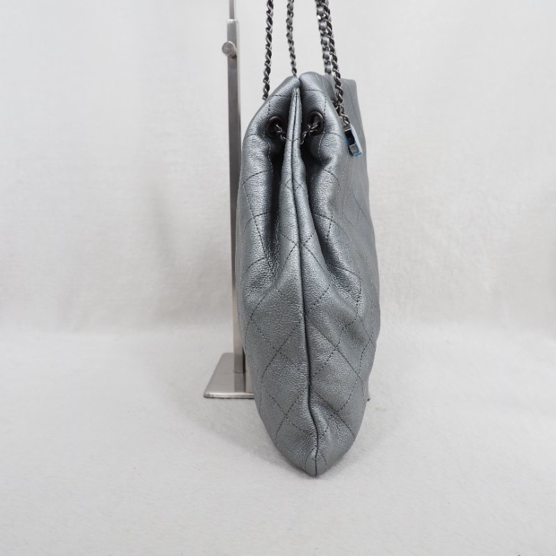 Chanel 16C Silver Chain Shoulder Bag 香奈兒銀灰色鏈條單肩包托特包-8