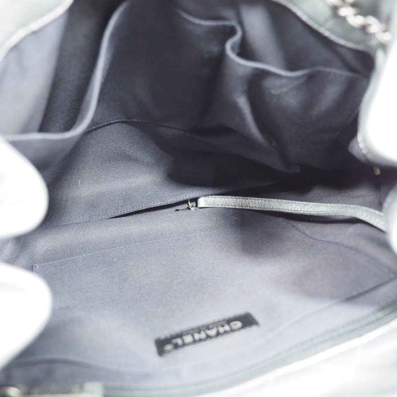 Chanel 16C Silver Chain Shoulder Bag 香奈兒銀灰色鏈條單肩包托特包-12
