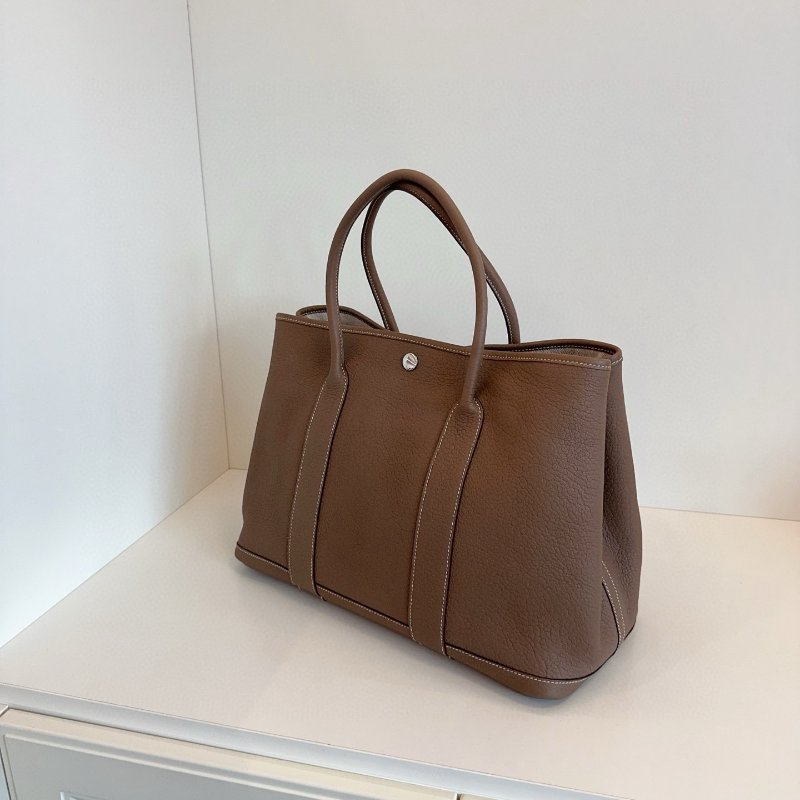 Hermes愛馬仕 Garden Party36 全皮大象灰銀扣手提包-3