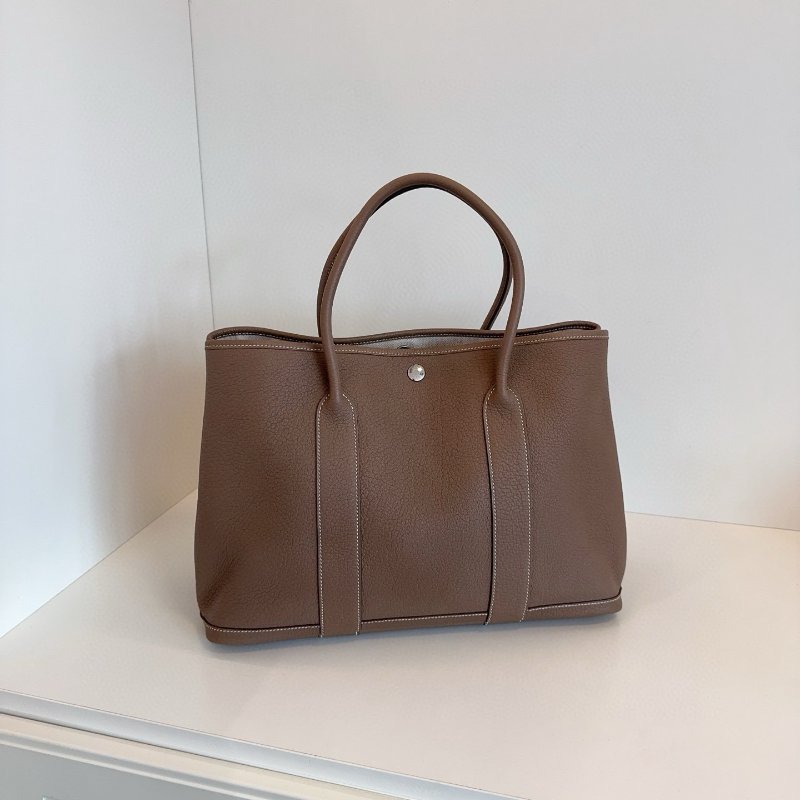 Hermes愛馬仕 Garden Party36 全皮大象灰銀扣手提包-7