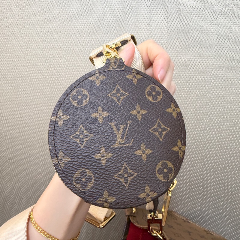 LV 雙色原花金釦On the go PM手提斜背包M46373-13