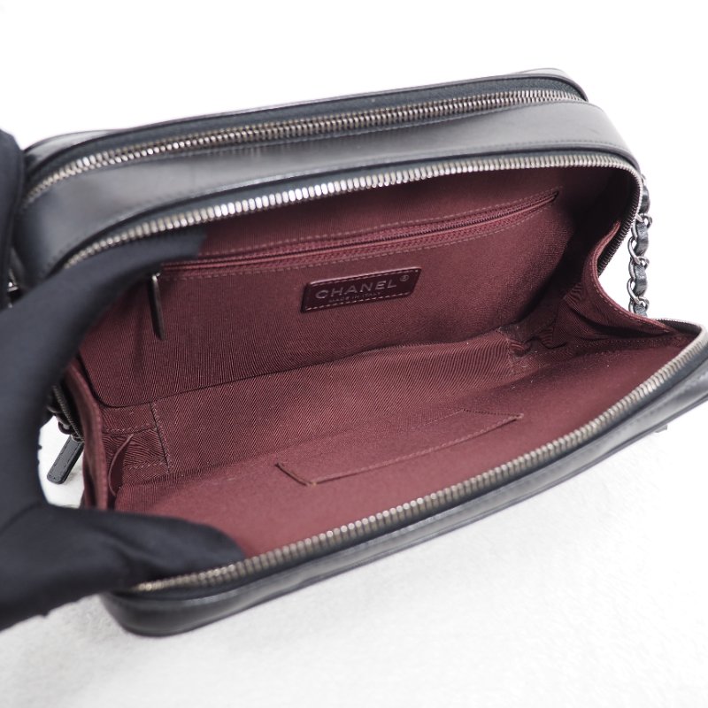 Chanel 15C Coco Boy Camera bag 香奈兒可可黑色雙層相機包-15