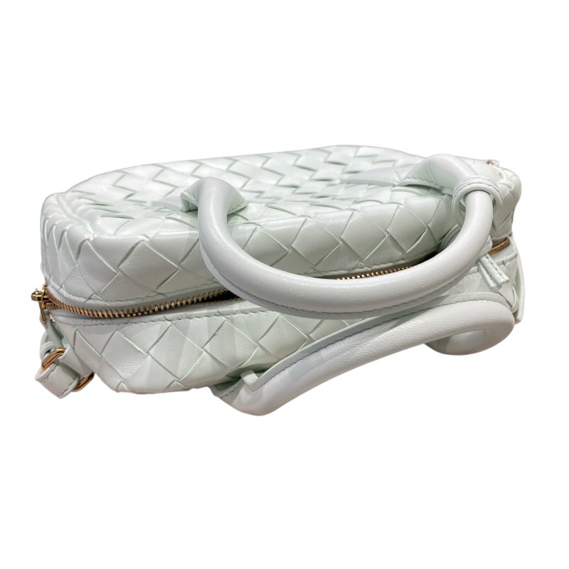 BOTTEGA VENETA 寶緹嘉 SMALL GETAWAY 編織格紋皮革包 薄荷綠 羊皮 金釦-5