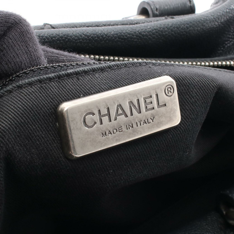 香奈兒 (CHANEL) 野性縫線手提包，黑色小牛皮，二手女士款，帶有五金配件-3