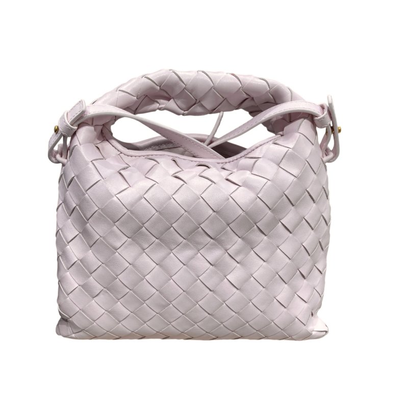 BOTTEGA VENETA 寶緹嘉 MINI HOP INTRECCIATO 編織格紋手提肩背包 櫻花粉 羊皮 金釦-1