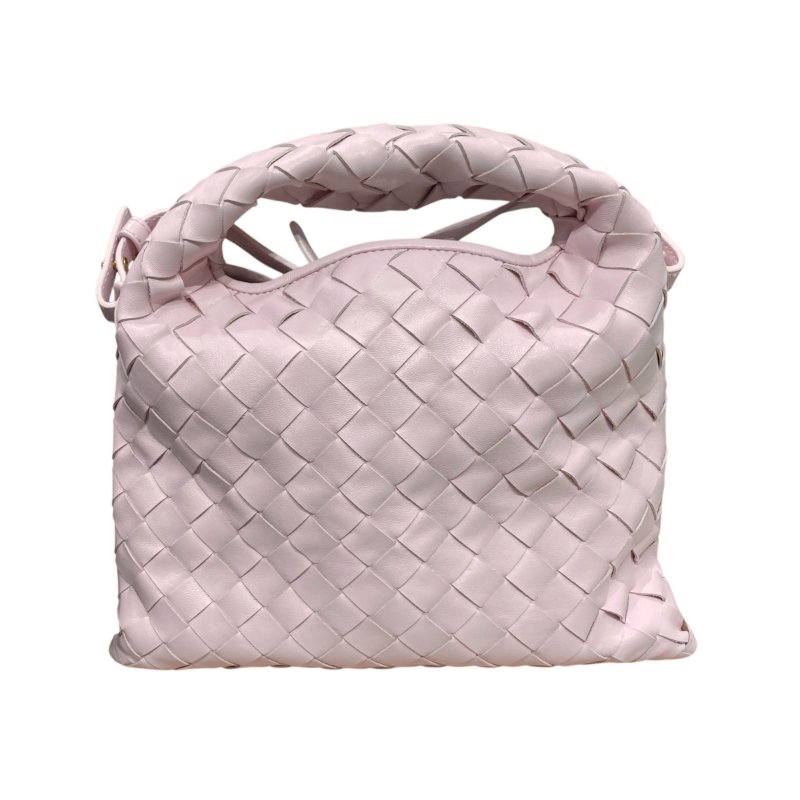 BOTTEGA VENETA 寶緹嘉 MINI HOP INTRECCIATO 編織格紋手提肩背包 櫻花粉 羊皮 金釦-2