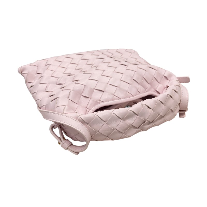 BOTTEGA VENETA 寶緹嘉 MINI HOP INTRECCIATO 編織格紋手提肩背包 櫻花粉 羊皮 金釦-5