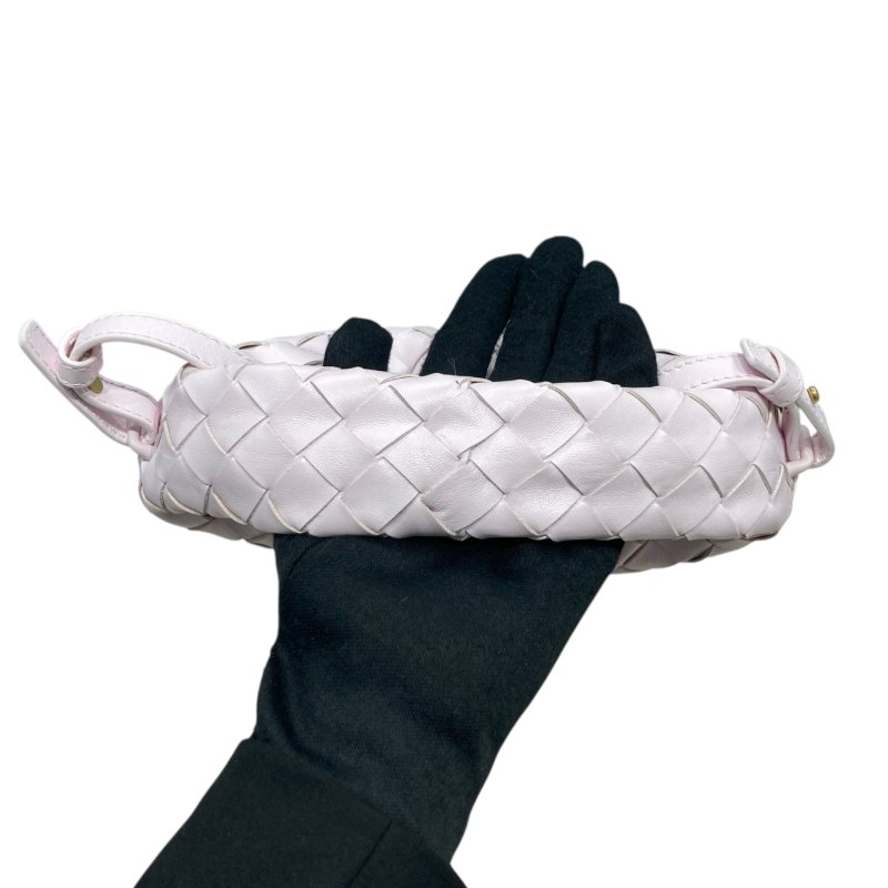 BOTTEGA VENETA 寶緹嘉 MINI HOP INTRECCIATO 編織格紋手提肩背包 櫻花粉 羊皮 金釦-10