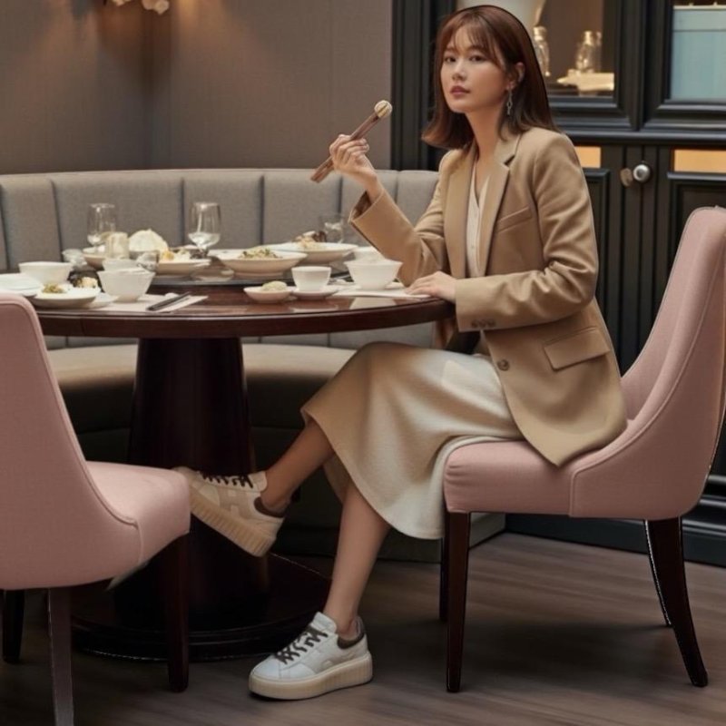 Hogan 女款 H-Stripes 光滑皮革6公分厚底餅乾運動鞋 白色配灰棕色 EU37/37.5/38/38.5/39-1