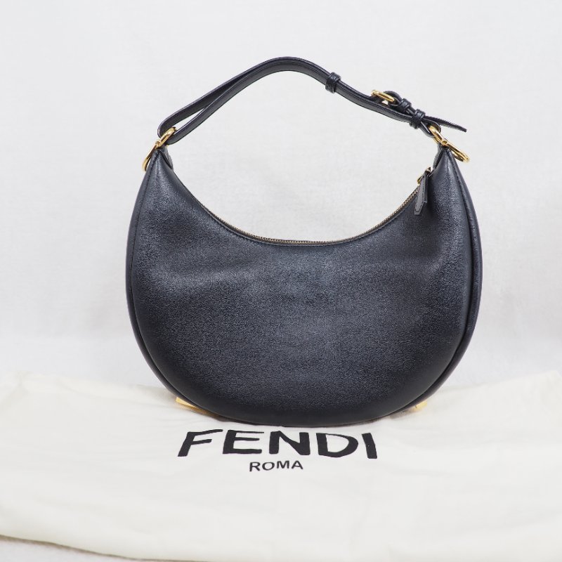 Fendigraphy Small 芬迪黑色小號月亮包單肩包-6