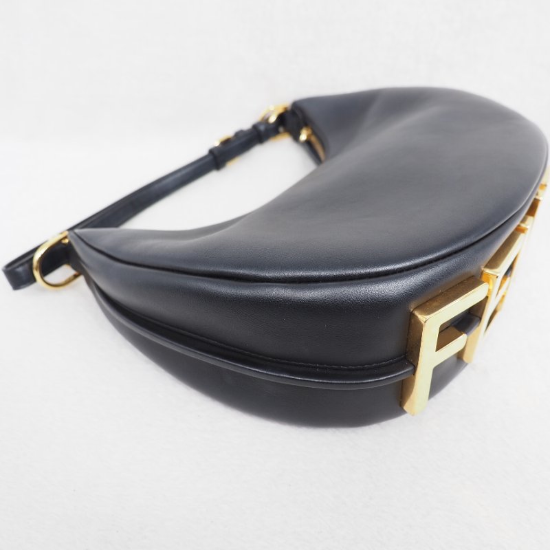 Fendigraphy Small 芬迪黑色小號月亮包單肩包-11