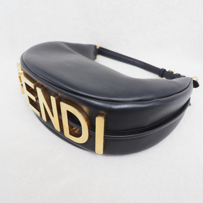 Fendigraphy Small 芬迪黑色小號月亮包單肩包-12