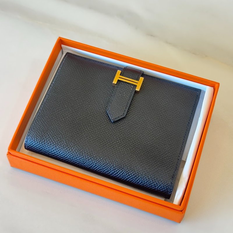 *SHIHNA名牌精品* HERMÈS Bearn中夾 黑金 Epsom皮-0