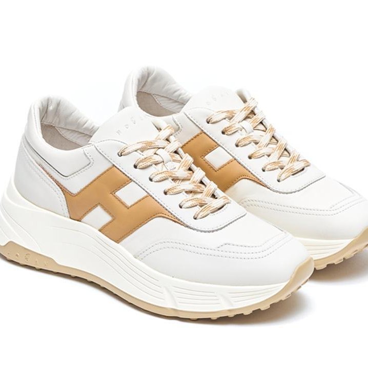 Hogan 女款 Hi-Fi 納帕皮革厚底雲朵運動鞋 白色焦糖色H/底高6.5公分 IT37/38/38.5/39/40-6