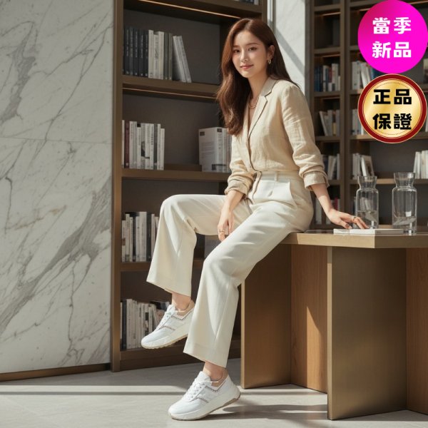 Hogan 女款 Hi-Fi 納帕皮革厚底雲朵運動鞋 車線裝飾/底高6.5公分 IT35/36/36.5/37/37.5/38/38.5/39/40-0
