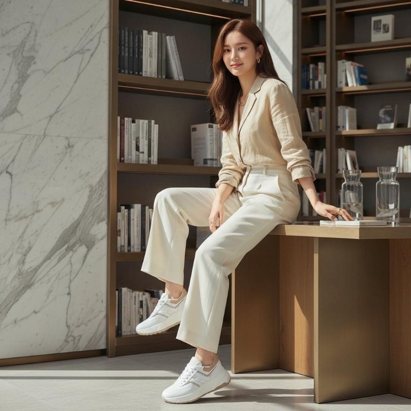 Hogan 女款 Hi-Fi 納帕皮革厚底雲朵運動鞋 車線裝飾/底高6.5公分 IT35/36/36.5/37/37.5/38/38.5/39/40-1