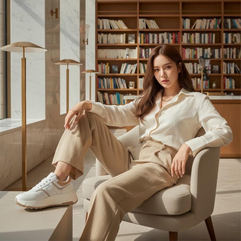 Hogan 女款 Hi-Fi 納帕皮革厚底雲朵運動鞋 車線裝飾/底高6.5公分 IT35/36/36.5/37/37.5/38/38.5/39/40-2