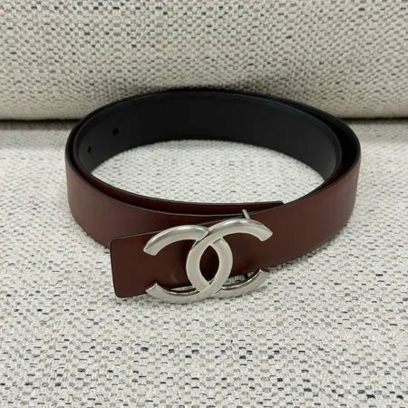 CHANEL香奈兒 Logo標識 針扣 牛皮 皮帶 男女同款 黑色 寬3CM