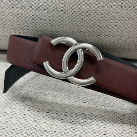 CHANEL香奈兒 Logo標識 針扣 牛皮 皮帶 男女同款 黑色 寬3CM-8