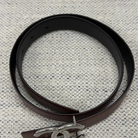 CHANEL香奈兒 Logo標識 針扣 牛皮 皮帶 男女同款 黑色 寬3CM-9