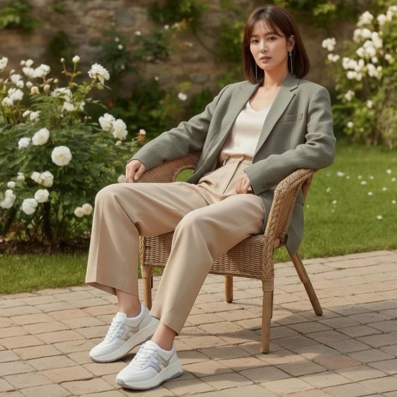 Hogan 女款 Hi-Fi 納帕皮革厚底雲朵運動鞋 白色銀色H/底高6.5公分 IT36/36.5/37/37.5/38/38.5/39/40-1