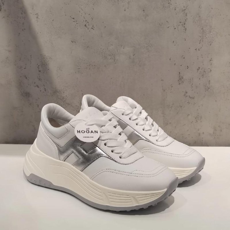 Hogan 女款 Hi-Fi 納帕皮革厚底雲朵運動鞋 白色銀色H/底高6.5公分 IT36/36.5/37/37.5/38/38.5/39/40-3