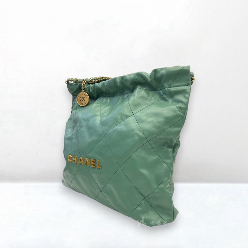 S5294-Chanel包包牛油果綠小牛皮金釦22Bag小號 AS3261-2