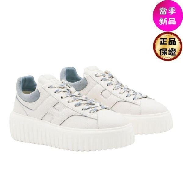 Hogan 女款 H-Stripes 光滑皮革6公分厚底餅乾運動鞋 藍色麂皮尾 EU35/36/36.5/37/37.5/38/38.5/39/40-0