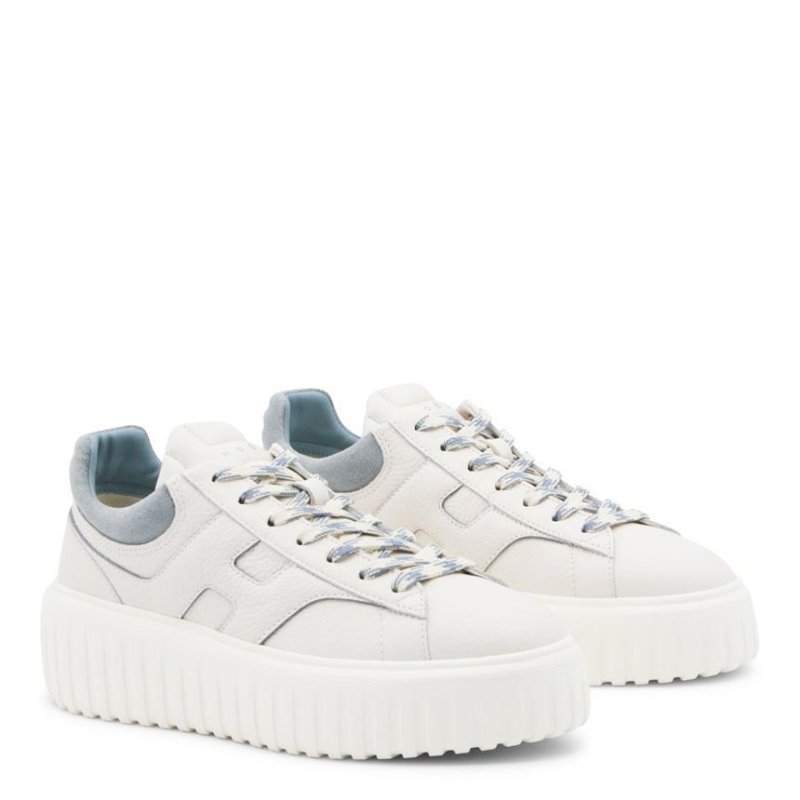 Hogan 女款 H-Stripes 光滑皮革6公分厚底餅乾運動鞋 藍色麂皮尾 EU35/36/36.5/37/37.5/38/38.5/39/40-1